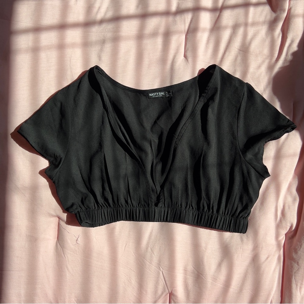 Nasty Gal Black Cropped Blouse